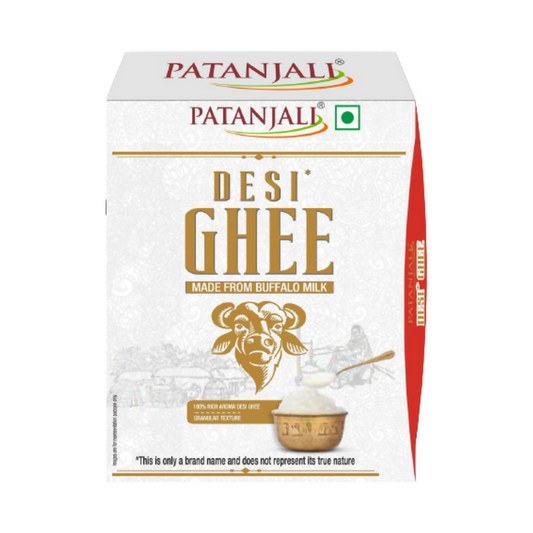 Patanjali Desi Ghee Made From Buffalo Milk | Bilona Ghee | Grass Fed Buffaloes | Murra Buffalo | Haryana Region | Pure & Natural | Nutritional Powerhouse - 500 ml