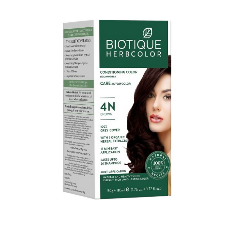 Biotique Herbcolor Conditioning Hair Colour Ammonia Free (Brown 4N ) - 50 gm+110 ml
