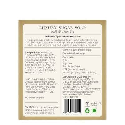 Forest Essentials Luxury Sugar Soap Oudh & Green Tea - 100 gm