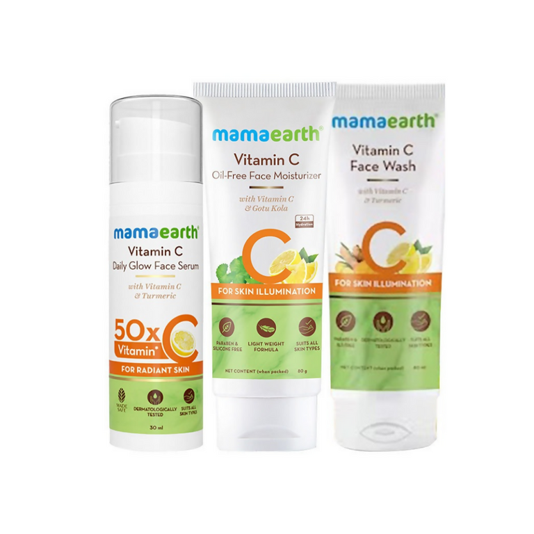 Mamaearth CSM (Cleanser, Serum, Moisturizer) Vitamin C Glow Regimen Combo - combo