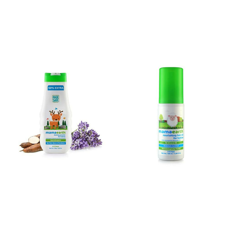Mamaearth Dusting Powder & Nourishing Hair Oil for Babies - combo