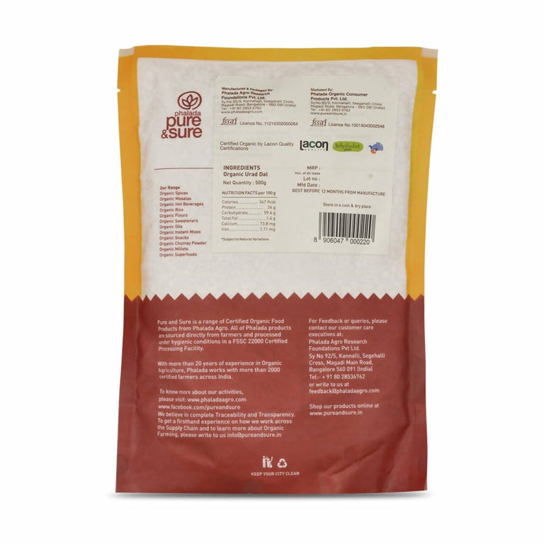 Pure & Sure Urad Dal Split Organic Pulses - 500 gm