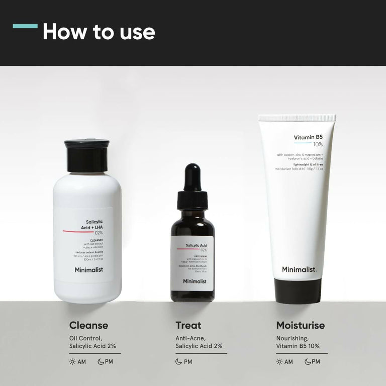 Minimalist Anti-Acne Kit, Skincare Routine Kit - Face Wash, Moisturizer, and Serum - kit