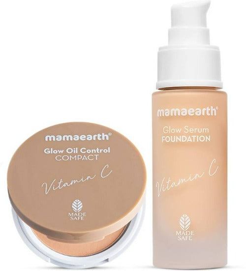 Mamaearth Glow Serum Foundation + Glow Oil Control Compact Combo - Ivory Glow - Combo