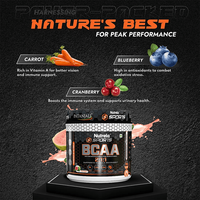 Patanjali Nutrela Sports BCAA Powder Spicy (Guava Flavour) - 300 gm