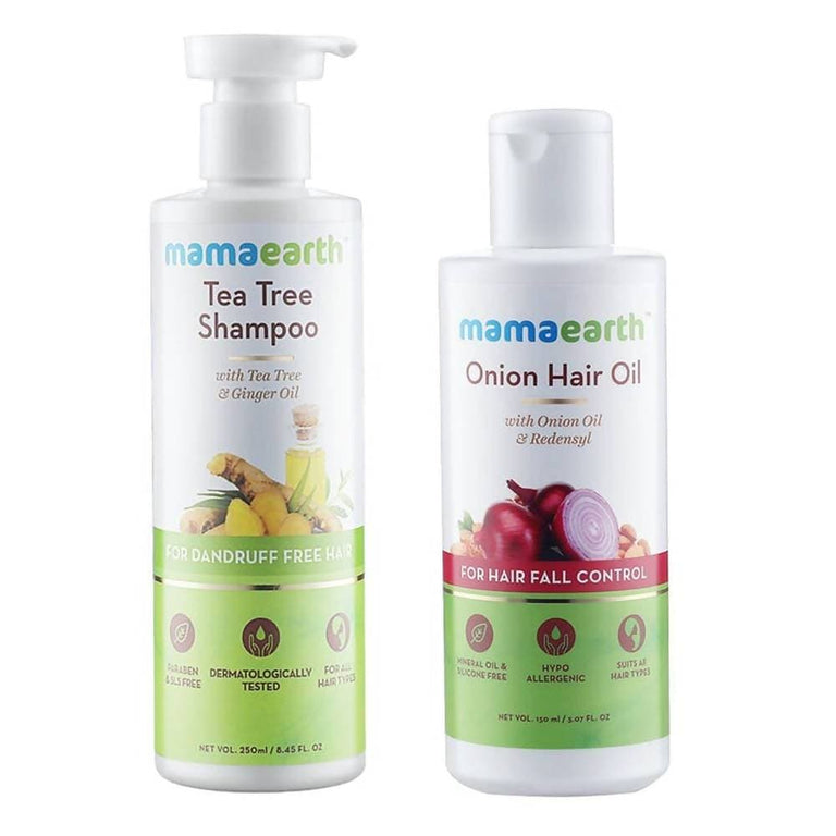 Mamaearth Tea Tree Shampoo & Onion Hair Oil - combo