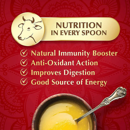 Dabur Cow Ghee | Desi Cow Milk Ghee | Made From Grass Fed Cow's Milk | Organic Ghee - 1 L