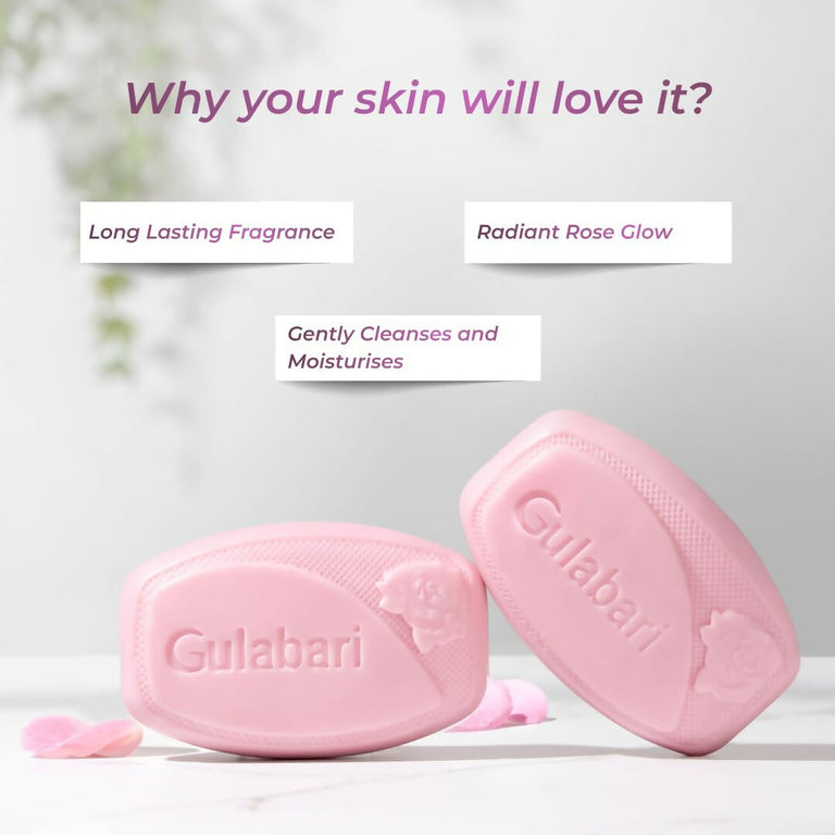 Dabur Gulabari Pure Rose Soap for Radiant Rose Glowing Skin & Body - 150 gm - Pack of 4