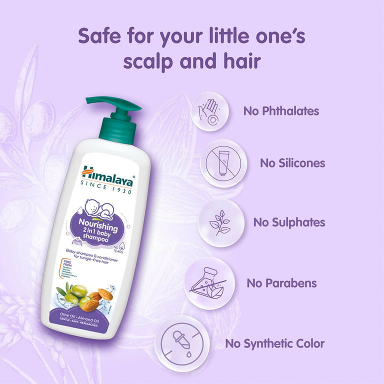 Himalaya Nourishing 2 in 1 Baby Shampoo & Conditioner for Tangle Free Hair - 400 ml