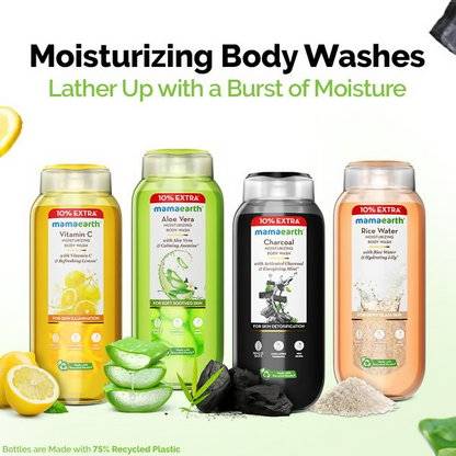 Mamaearth Charcoal Moisturizing Body Wash with Activated Charcoal & Energizing Mint for Skin - 250 ml