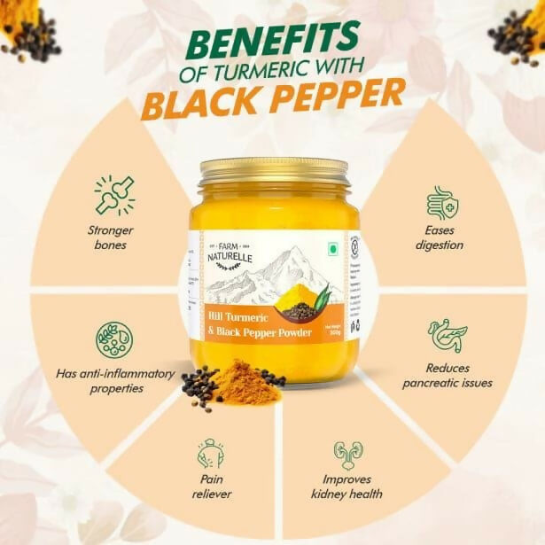 Farm Naturelle Mountain Turmeric Powder High Curcumin with Black Pepper - 100 gm