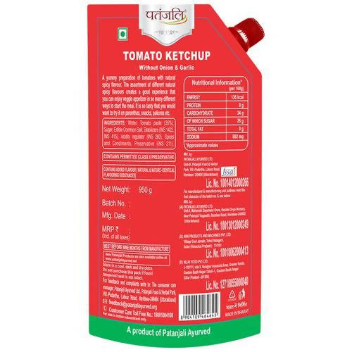 Patanjali Tomato Ketchup without Onion and Garlic - 950 gm