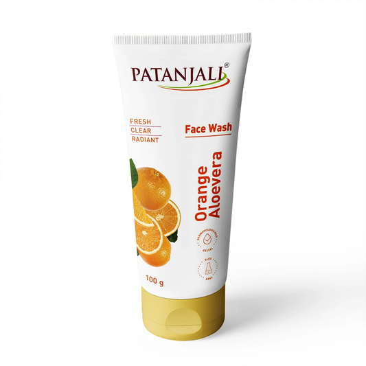 Patanjali Orange Aloevera Face Wash for Gentle Cleanser Removes Dirt Oil Refreshes Skin Natural Care for All Skin Types - 100 gm