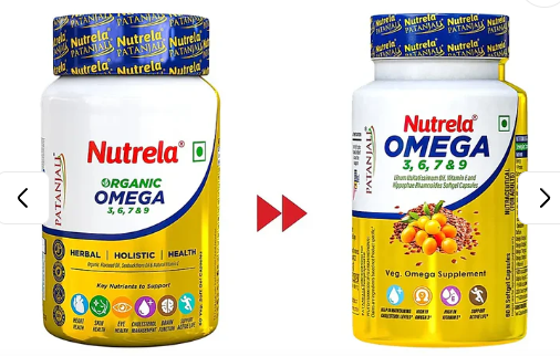 Patanjali Nutrela Organic Omega 3, 6, 7, 9 Capsules - 60 Caps