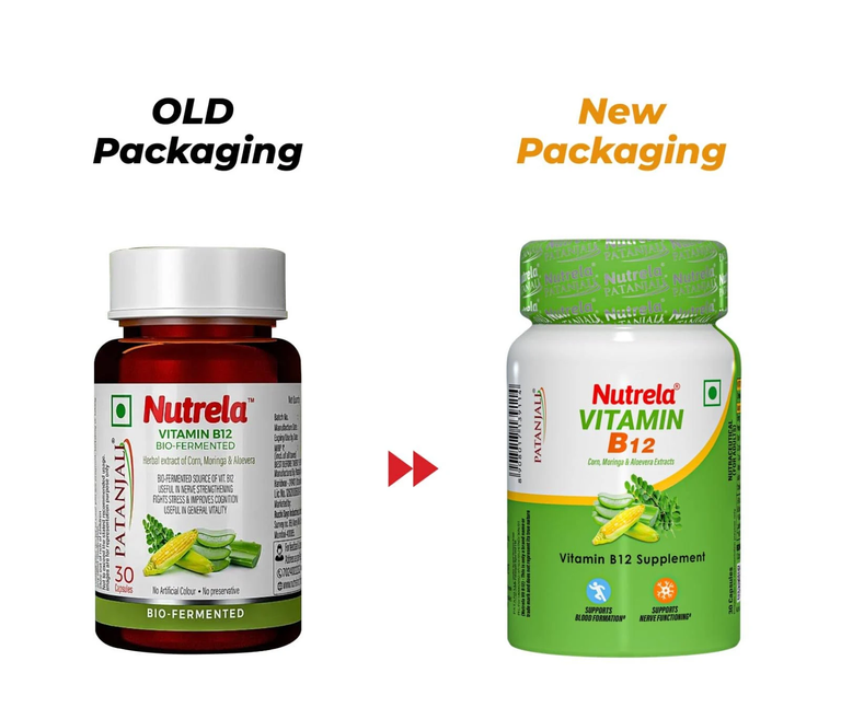 Patanjali Nutrela Vitamin B12 Bio-Fermented Capsules - 30 caps