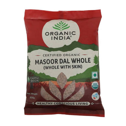 Organic India Masoor Dal Whole (Whole With Skin) - 500 gm
