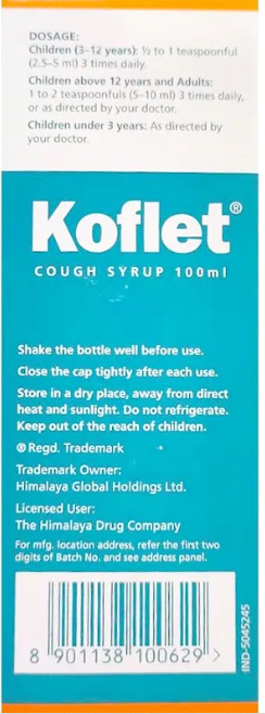 Himalaya Herbals - Koflet Cough Syrup - 100 ml
