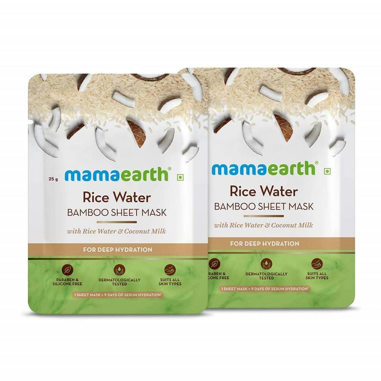 Mamaearth Rice Water Bamboo Sheet Mask - 25 gm - Pack of 1