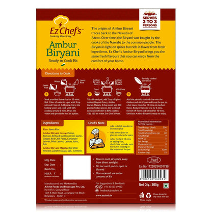 Ez Chef's Ambur Biryani Kit - Ambur's Famous Biryani - 305 gm - Pack of 2