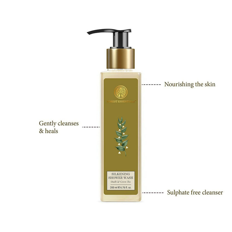 Forest Essentials Travel Size Silkening Shower Wash Oudh & Green Tea - 50 ml