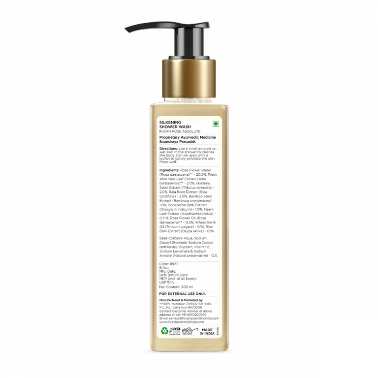 Forest Essentials Travel Size Silkening Shower Wash Indian Rose Absolute - 50 ml