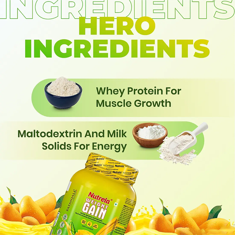 Patanjali Nutrela Weight Gain - Mango Flavour - 500 gm