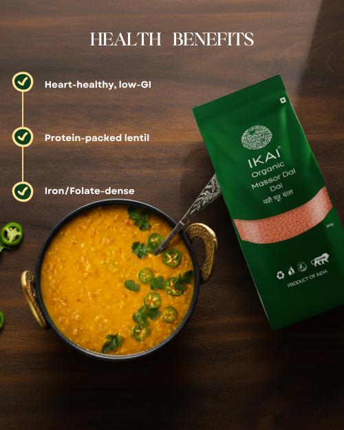 IKAI Organic Masoor Dal (Red Lentil) - 500 gm