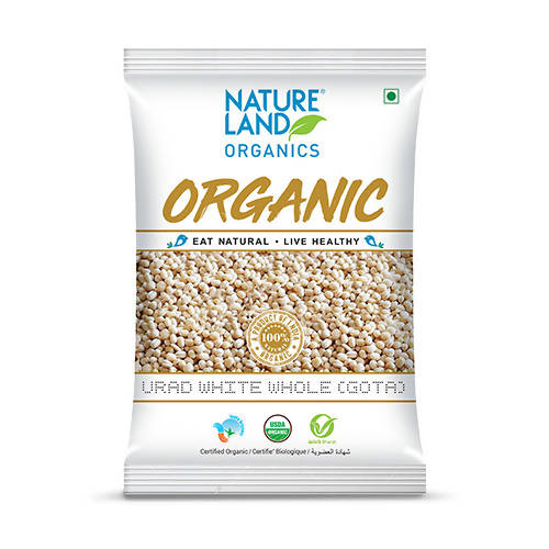Nature Land Organics Urad White Whole (Gota) - 500 gm