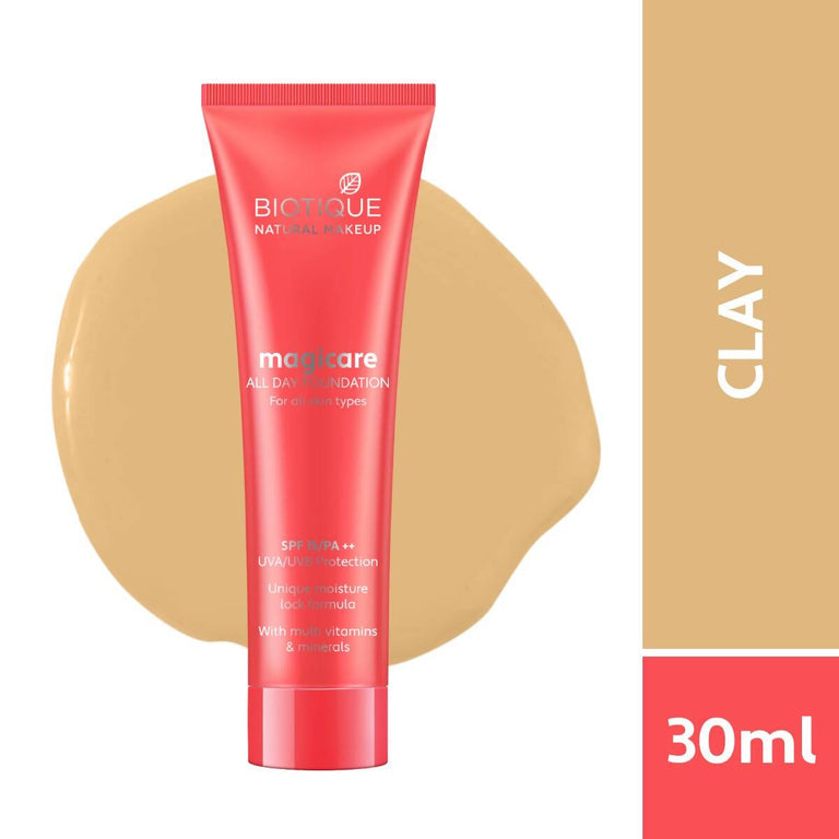 Biotique Natural Makeup Natural Magicare All Day Liquid Foundation - Clay - 30 ml