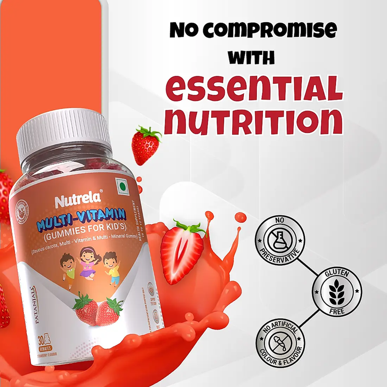 Patanjali Nutrela Multi- Vitamin Kids Gummies- Straberry Flavour - 75 gm