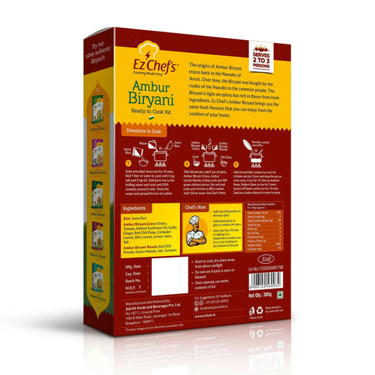 Ez Chef's Ambur Biryani Kit - Ambur's Famous Biryani - 305 gm - Pack of 2