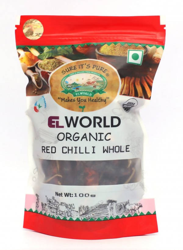 El World Organic Red Chilli Whole - 100 gm
