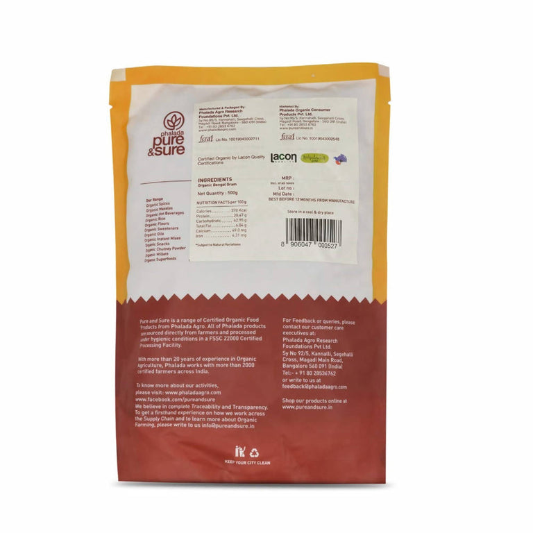 Pure & Sure Bengal Gram Traditional Organic Pulses - 500 gm