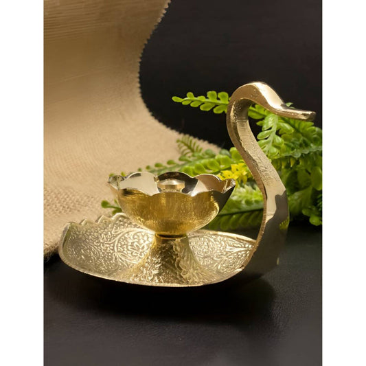 Spillbox Gold-Toned Brass Duck Nanda Deep Pooja Essential