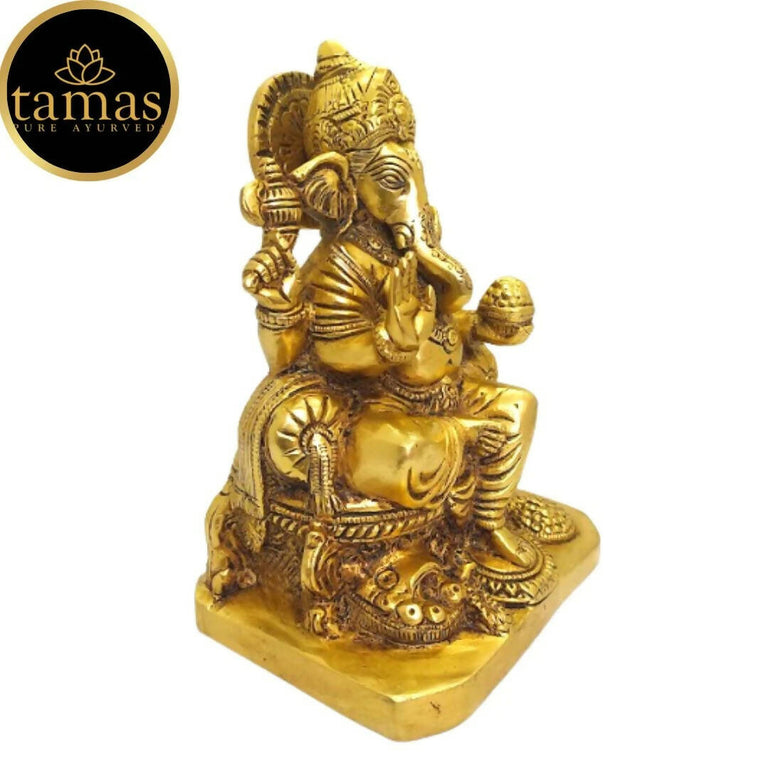 Tamas Brass Lord Ganesh Lakshmi Statue (Golden) - Combo