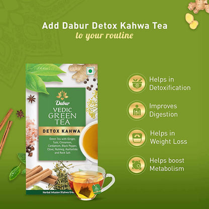 Dabur Vedic Green Teabags - Detox Kahwa - 25 tea bags