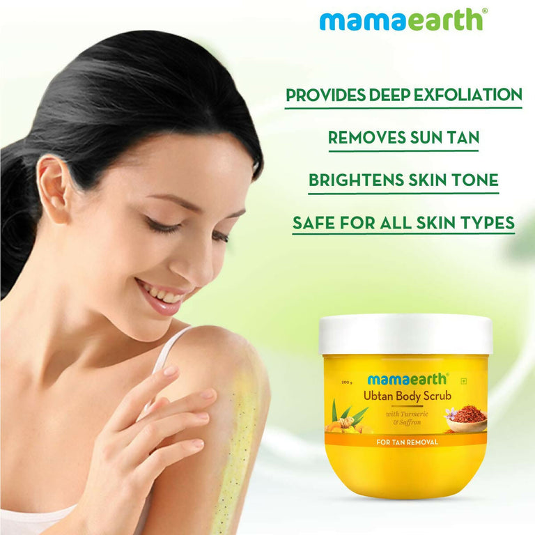 Mamaearth Ubtan Face Mask & Body Scrub with Turmeric & Saffron Combo For Tan Removal - combo