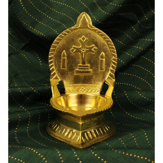Spillbox Gold-Toned Brass Cross Diya Pooja Essential