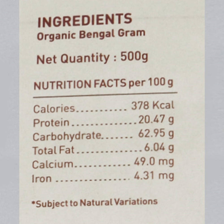 Pure & Sure Bengal Gram Traditional Organic Pulses - 500 gm