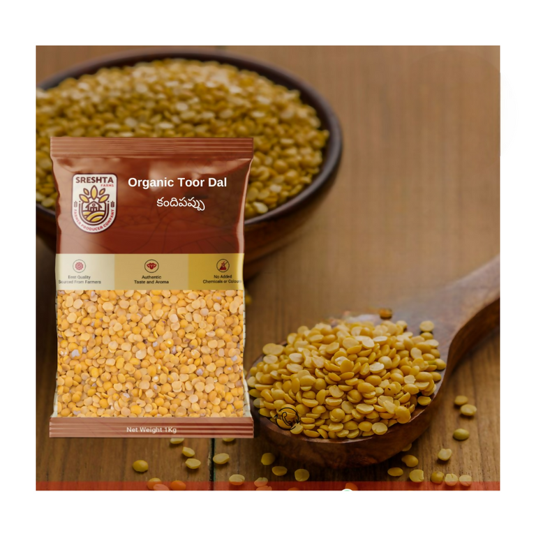 Sreshta Farms Organic Toor Dal (Kandi Pappu) - 1 kg