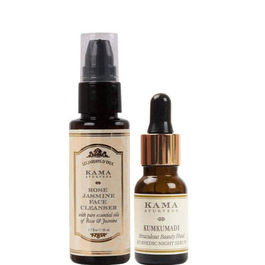 Kama Ayurveda Kumkumadi Night Serum And Rose Jasmine Face Cleanser Combo - Combo