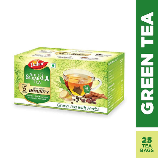 Dabur Vedic Suraksha Green Tea With Herbs Bags - 25 Bags