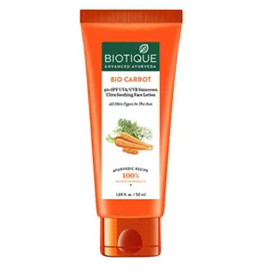Biotique Advanced Ayurveda Bio Carrot 40+ SPF UVA/UVB Sunscreen Ultra Soothing Face Lotion - 50 ml