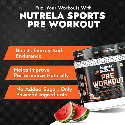 Patanjali Nutrela Sports Pre - Workout-(Watermelon) - 300 gm