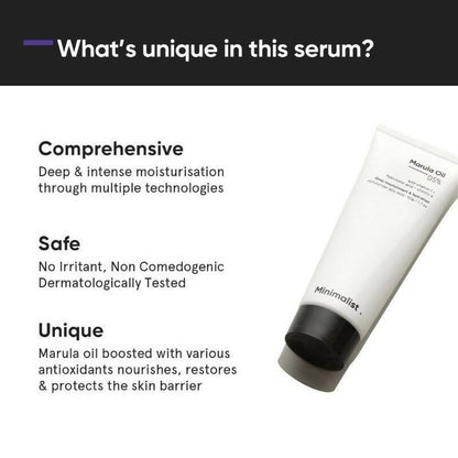 Minimalist 5% Marula Oil Moisturizer With Hyaluronic Acid & Vitamin F & E - 50 gm