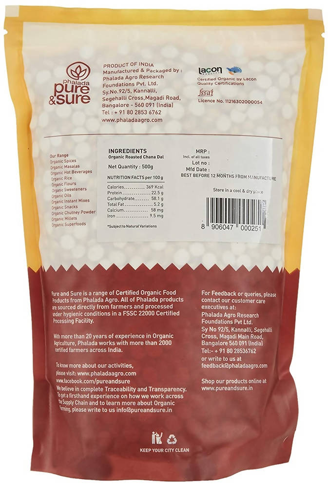 Pure & Sure Roasted Chana Traditional Organic Pulses - 500 gm