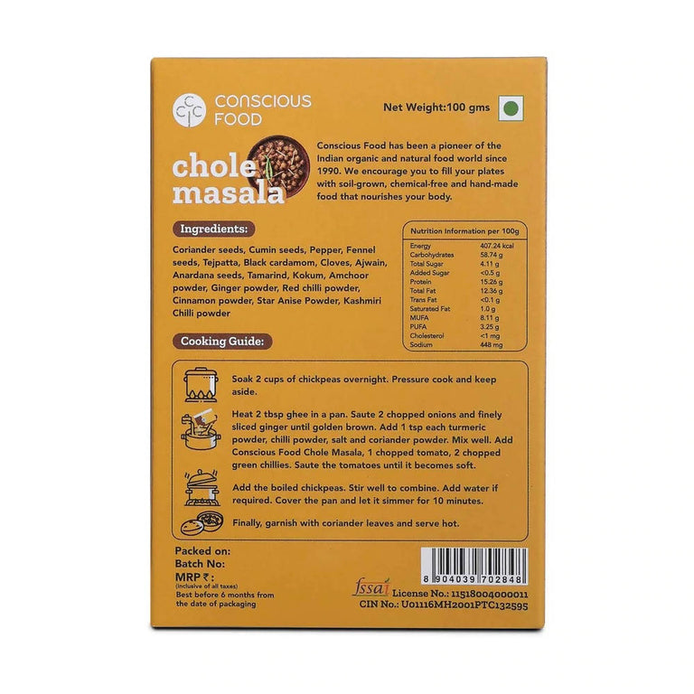 Conscious Food Chole Masala Powder - 100 gm