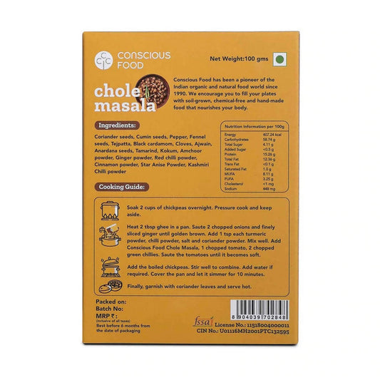 Conscious Food Chole Masala Powder - 100 gm