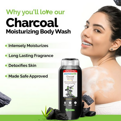 Mamaearth Charcoal Moisturizing Body Wash with Activated Charcoal & Energizing Mint for Skin - 250 ml