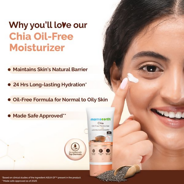 Mamaearth Chia Oil-Free Moisturizer with Chia Seed & Ceramides for Healthy Skin Barrier - 80 gm